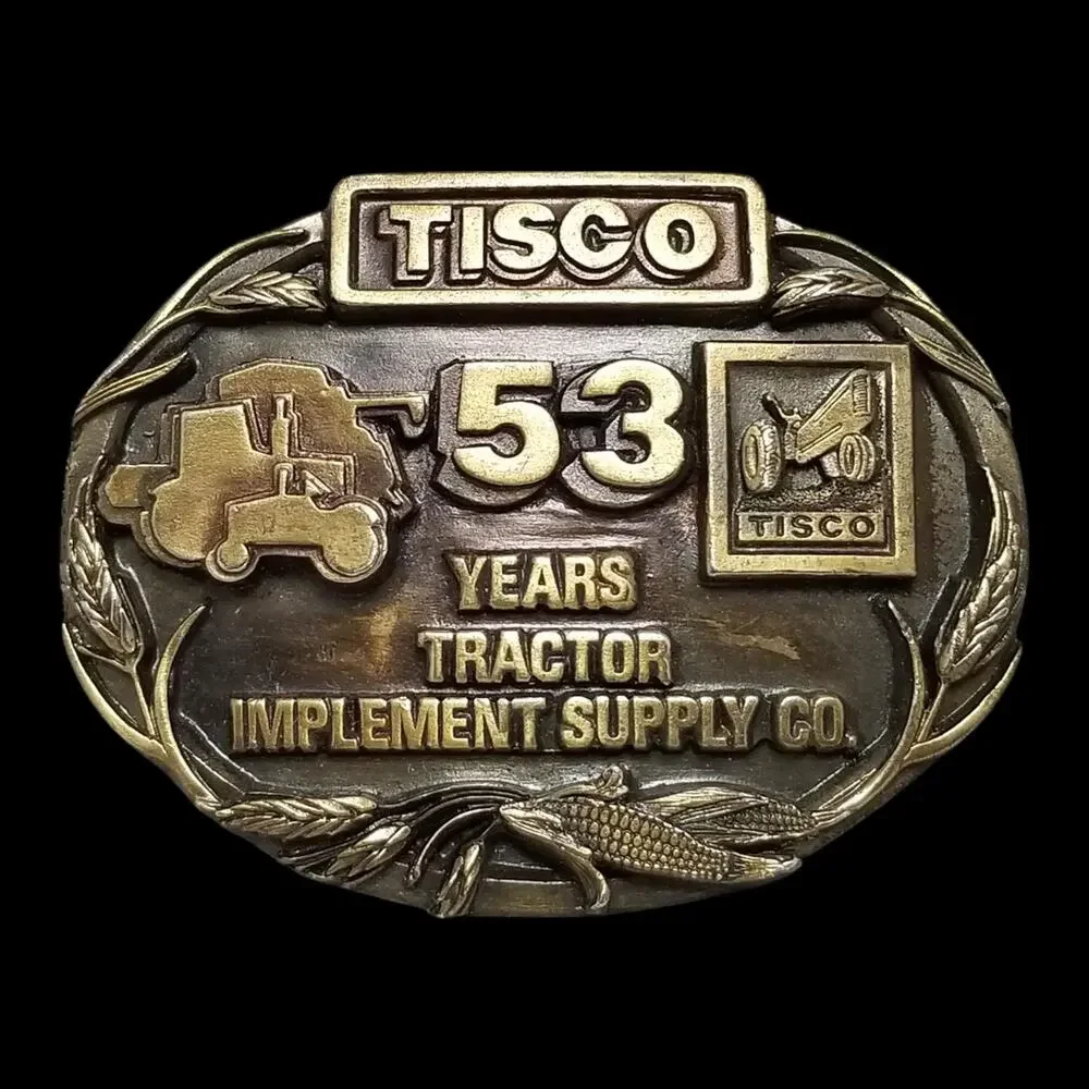 VTG Belt Buckle 1987‎ Pewter TISCO 53 Years Tractor Implement Supply Co Siskiyou